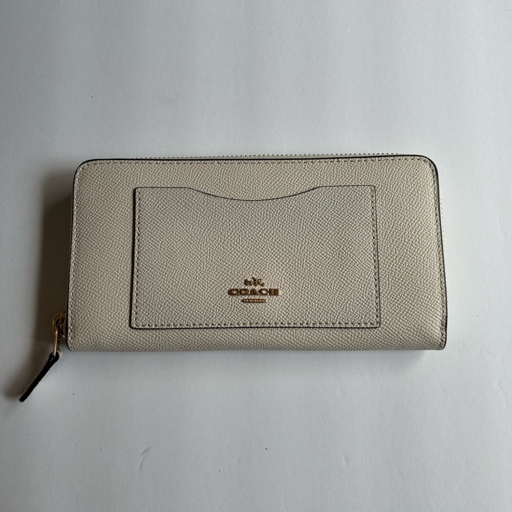 Coach long zip around wallet white